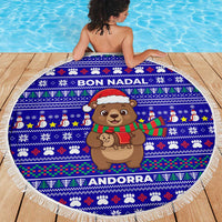 Bon Nadal Andorra Christmas Beach Blanket Holiday Bear, Snowflakes, Paw Prints & Winter - Wonder Print Shop
