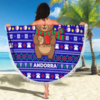 Bon Nadal Andorra Christmas Beach Blanket Holiday Bear, Snowflakes, Paw Prints & Winter - Wonder Print Shop