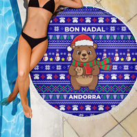 Bon Nadal Andorra Christmas Beach Blanket Holiday Bear, Snowflakes, Paw Prints & Winter - Wonder Print Shop