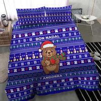 Bon Nadal Andorra Christmas Bedding Set Holiday Bear, Snowflakes, Paw Prints & Winter - Wonder Print Shop