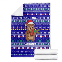 Bon Nadal Andorra Christmas Blanket Holiday Bear, Snowflakes, Paw Prints & Winter - Wonder Print Shop