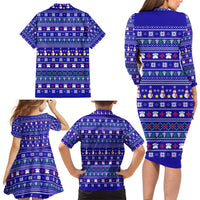 Bon Nadal Andorra Christmas Family Matching Long Sleeve Bodycon Dress and Hawaiian Shirt Holiday Bear, Snowflakes, Paw Prints & Winter - Wonder Print Shop
