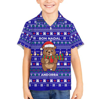 Bon Nadal Andorra Christmas Family Matching Long Sleeve Bodycon Dress and Hawaiian Shirt Holiday Bear, Snowflakes, Paw Prints & Winter - Wonder Print Shop