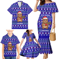 Bon Nadal Andorra Christmas Family Matching Mermaid Dress and Hawaiian Shirt Holiday Bear, Snowflakes, Paw Prints & Winter - Wonder Print Shop