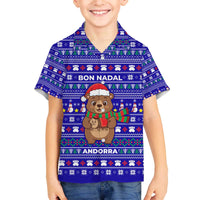 Bon Nadal Andorra Christmas Family Matching Off The Shoulder Long Sleeve Dress and Hawaiian Shirt Holiday Bear, Snowflakes, Paw Prints & Winter - Wonder Print Shop