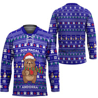Bon Nadal Andorra Christmas Hockey Jersey Holiday Bear, Snowflakes, Paw Prints & Winter - Wonder Print Shop