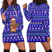 Bon Nadal Andorra Christmas Hoodie Dress Holiday Bear, Snowflakes, Paw Prints & Winter - Wonder Print Shop