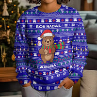 Bon Nadal Andorra Christmas Kid Ugly Christmas Sweater Holiday Bear, Snowflakes, Paw Prints & Winter - Wonder Print Shop