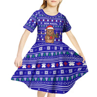 Bon Nadal Andorra Christmas Kid Short Sleeve Dress Holiday Bear, Snowflakes, Paw Prints & Winter - Wonder Print Shop