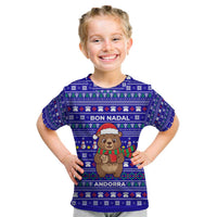 Bon Nadal Andorra Christmas Kid T Shirt Holiday Bear, Snowflakes, Paw Prints & Winter - Wonder Print Shop
