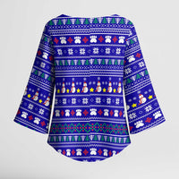 Bon Nadal Andorra Christmas Kimono Sleeve Blouse Holiday Bear, Snowflakes, Paw Prints & Winter - Wonder Print Shop