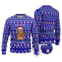 Bon Nadal Andorra Christmas Ugly Christmas Sweater Holiday Bear, Snowflakes, Paw Prints & Winter - Wonder Print Shop