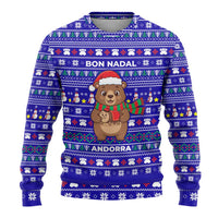 Bon Nadal Andorra Christmas Ugly Christmas Sweater Holiday Bear, Snowflakes, Paw Prints & Winter - Wonder Print Shop
