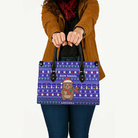 Bon Nadal Andorra Christmas Leather Bag Holiday Bear, Snowflakes, Paw Prints & Winter - Wonder Print Shop