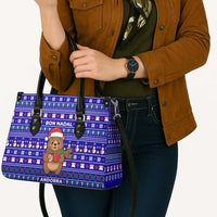 Bon Nadal Andorra Christmas Leather Bag Holiday Bear, Snowflakes, Paw Prints & Winter - Wonder Print Shop