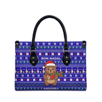 Bon Nadal Andorra Christmas Leather Bag Holiday Bear, Snowflakes, Paw Prints & Winter - Wonder Print Shop
