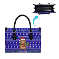 Bon Nadal Andorra Christmas Leather Bag Holiday Bear, Snowflakes, Paw Prints & Winter - Wonder Print Shop