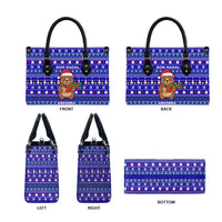 Bon Nadal Andorra Christmas Leather Bag Holiday Bear, Snowflakes, Paw Prints & Winter - Wonder Print Shop