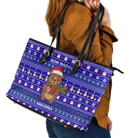 Bon Nadal Andorra Christmas Leather Tote Bag Holiday Bear, Snowflakes, Paw Prints & Winter - Wonder Print Shop