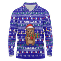 Bon Nadal Andorra Christmas Long Sleeve Polo Shirt Holiday Bear, Snowflakes, Paw Prints & Winter - Wonder Print Shop