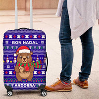 Bon Nadal Andorra Christmas Luggage Cover Holiday Bear, Snowflakes, Paw Prints & Winter - Wonder Print Shop