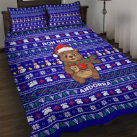 Bon Nadal Andorra Christmas Quilt Bed Set Holiday Bear, Snowflakes, Paw Prints & Winter - Wonder Print Shop