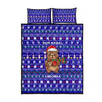 Bon Nadal Andorra Christmas Quilt Bed Set Holiday Bear, Snowflakes, Paw Prints & Winter - Wonder Print Shop