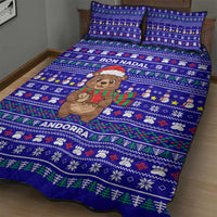 Bon Nadal Andorra Christmas Quilt Bed Set Holiday Bear, Snowflakes, Paw Prints & Winter - Wonder Print Shop