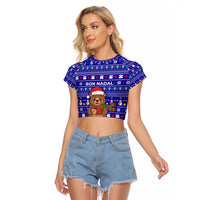 Bon Nadal Andorra Christmas Raglan Cropped T Shirt Holiday Bear, Snowflakes, Paw Prints & Winter - Wonder Print Shop