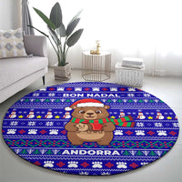 Bon Nadal Andorra Christmas Round Carpet Holiday Bear, Snowflakes, Paw Prints & Winter - Wonder Print Shop