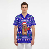 Bon Nadal Andorra Christmas Scrub Top Holiday Bear, Snowflakes, Paw Prints & Winter - Wonder Print Shop