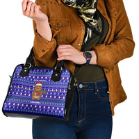 Bon Nadal Andorra Christmas Shoulder Handbag Holiday Bear, Snowflakes, Paw Prints & Winter - Wonder Print Shop