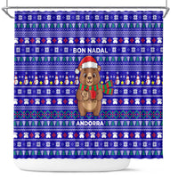 Bon Nadal Andorra Christmas Shower Curtain Holiday Bear, Snowflakes, Paw Prints & Winter - Wonder Print Shop