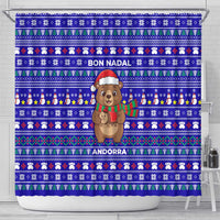 Bon Nadal Andorra Christmas Shower Curtain Holiday Bear, Snowflakes, Paw Prints & Winter - Wonder Print Shop
