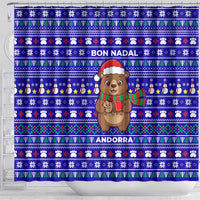 Bon Nadal Andorra Christmas Shower Curtain Holiday Bear, Snowflakes, Paw Prints & Winter - Wonder Print Shop