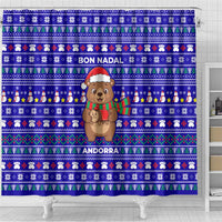 Bon Nadal Andorra Christmas Shower Curtain Holiday Bear, Snowflakes, Paw Prints & Winter - Wonder Print Shop