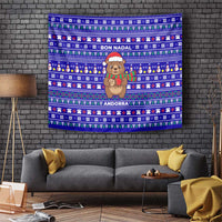 Bon Nadal Andorra Christmas Tapestry Holiday Bear, Snowflakes, Paw Prints & Winter - Wonder Print Shop