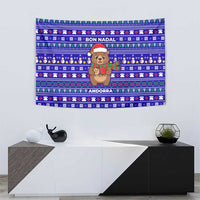 Bon Nadal Andorra Christmas Tapestry Holiday Bear, Snowflakes, Paw Prints & Winter - Wonder Print Shop