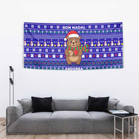 Bon Nadal Andorra Christmas Tapestry Holiday Bear, Snowflakes, Paw Prints & Winter - Wonder Print Shop