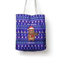 Bon Nadal Andorra Christmas Tote Bag Holiday Bear, Snowflakes, Paw Prints & Winter - Wonder Print Shop