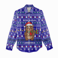 Bon Nadal Andorra Christmas Women Casual Shirt Holiday Bear, Snowflakes, Paw Prints & Winter - Wonder Print Shop