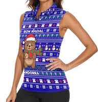 Bon Nadal Andorra Christmas Women Sleeveless Polo Shirt Holiday Bear, Snowflakes, Paw Prints & Winter - Wonder Print Shop