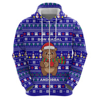 Bon Nadal Andorra Christmas Zip Hoodie Holiday Bear, Snowflakes, Paw Prints & Winter - Wonder Print Shop