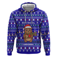 Bon Nadal Andorra Christmas Zip Hoodie Holiday Bear, Snowflakes, Paw Prints & Winter - Wonder Print Shop