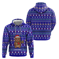 Bon Nadal Andorra Christmas Zip Hoodie Holiday Bear, Snowflakes, Paw Prints & Winter - Wonder Print Shop