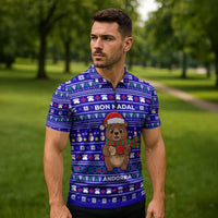Bon Nadal Andorra Christmas Zipper Polo Shirt Holiday Bear, Snowflakes, Paw Prints & Winter - Wonder Print Shop