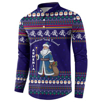 Armenia Christmas Button Sweatshirt with Santa Claus Shnorhavor Surb Tsnund and Gift Bag Pattern - Wonder Print Shop
