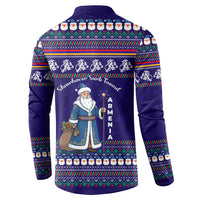 Armenia Christmas Button Sweatshirt with Santa Claus Shnorhavor Surb Tsnund and Gift Bag Pattern - Wonder Print Shop