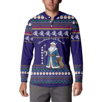 Armenia Christmas Button Sweatshirt with Santa Claus Shnorhavor Surb Tsnund and Gift Bag Pattern - Wonder Print Shop
