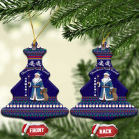 Armenia Christmas Ceramic Ornament with Santa Claus Shnorhavor Surb Tsnund and Gift Bag Pattern - Wonder Print Shop